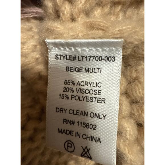 Lush Tan Multicolor Striped Cable Knit Button Up Cardigan Sweater Top Size M - Picture 5 of 5